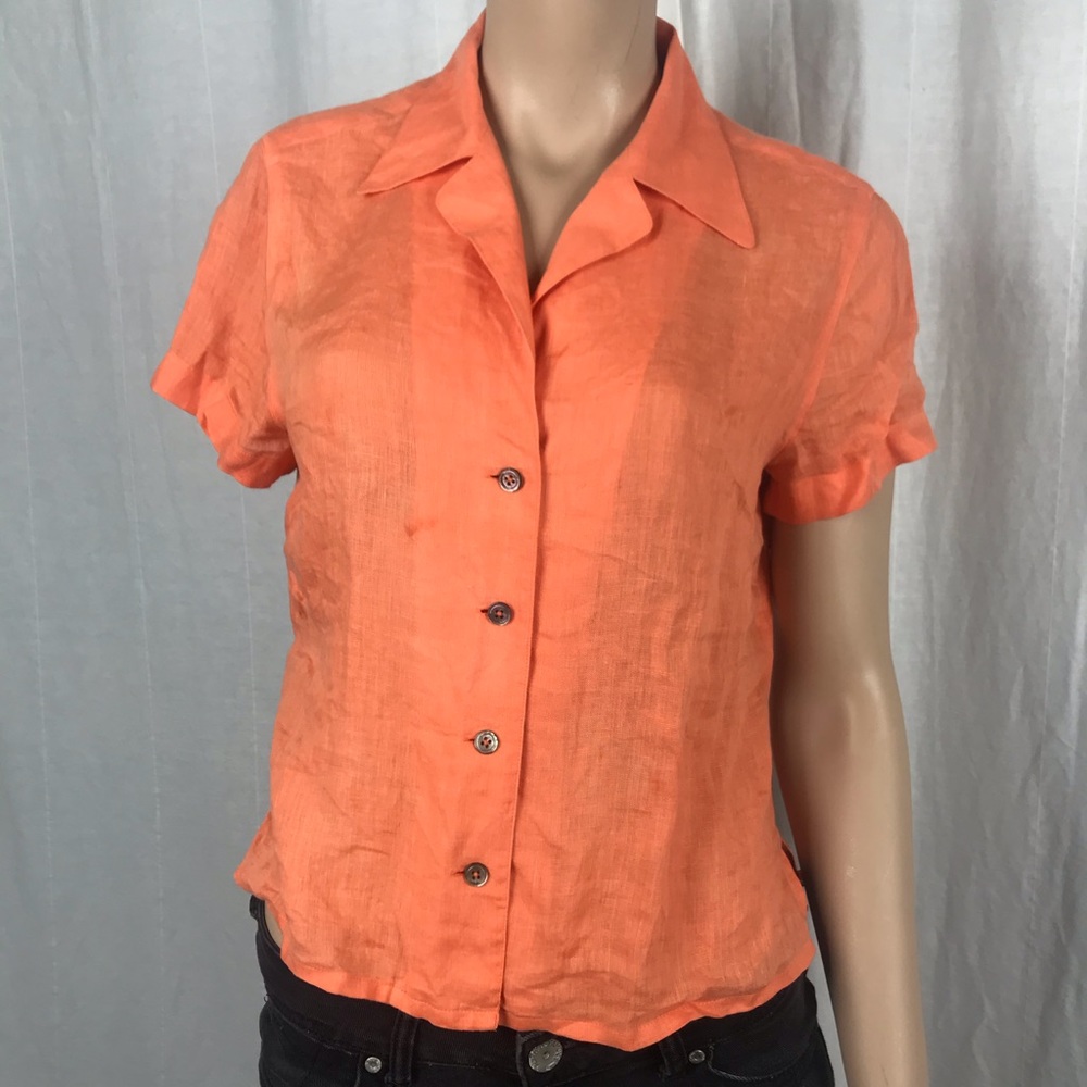 Orange linen button down
